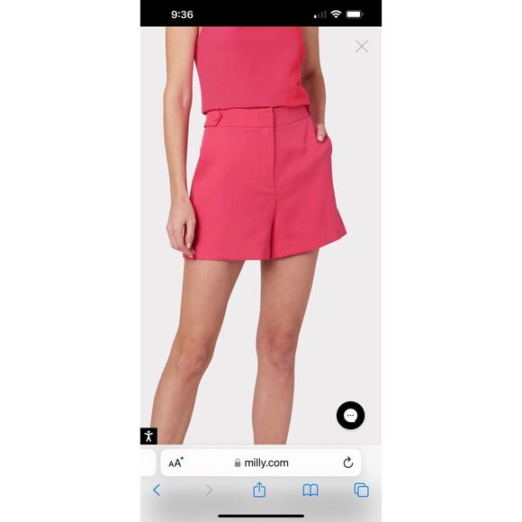 MILLY Aria Cady Sz 2 Button Tab Shorts MILLY Pink - Picture 5 of 9